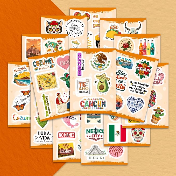 100Pcs Mexico Stickers for Scrapbooking, for Luggage, for Water Bottle - Mexican Stickers and Decals - Mexico Party Supplies & Decorations - Mexican Gifts for Women & Men