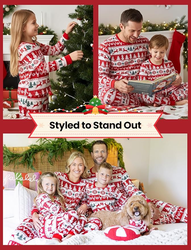 PATPAT Christmas Family Matching Pajama Sets Includes Christmas Socks - Perfect for Family Photos & Holiday Celebrations