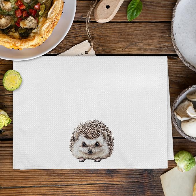 Funny Cute Hedgehog Kitchen Towels and Dishcloths Sets of 2, Hedgehog Decor Gifts, Fall Woodsy Rustic Cabin Lodge Forest Nursery Decor Dish Hand Tea Towels for Home Bathroom Kitchen,16x24Inch
