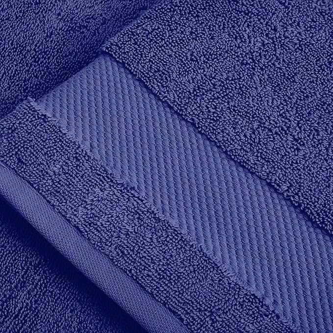 BIOWEAVES 100% Organic Cotton 700 GSM Plush Premium Washcloths 13" x 13" GOTS Certified, Face Towels Perfect for Home & Bathroom - Navy Blue, Pack of 12