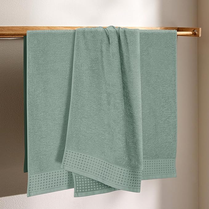 GLAMBURG Ultra Soft 4 Pack Oversized Bath Towel Set 27x54 inches, 100% Cotton Bath Towels, Highly Absorbant Compact Quickdry & Lightweight Towel, Ideal for Gym Travel Camp Pool - Jade