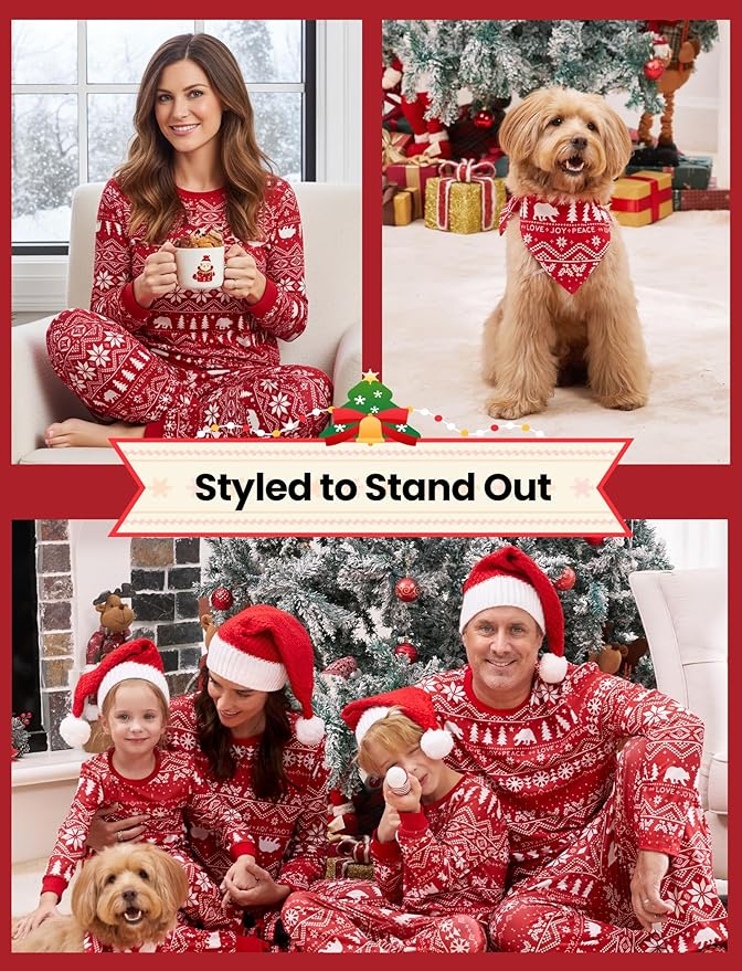 PATPAT Christmas Family Matching Pajama Sets Includes Christmas Socks - Perfect for Family Photos & Holiday Celebrations