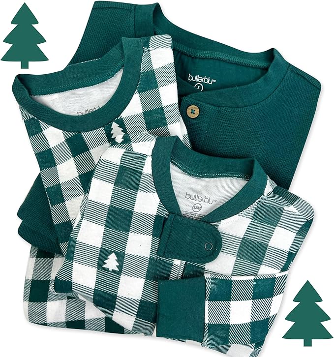 JAMIE Matching Family Jammies Holiday Pajamas 100% Organic Cotton PJs Adults, Kids, Toddlers, Baby, Pets