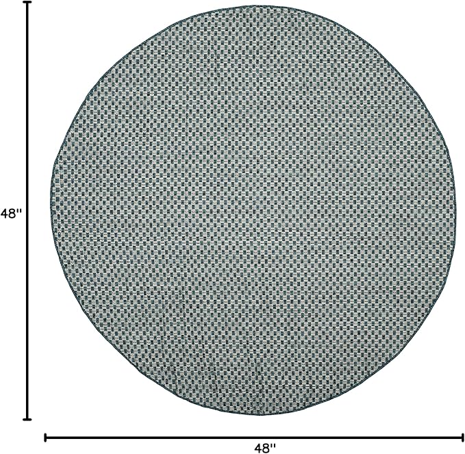 SAFAVIEH Courtyard Collection 4' Round Turquoise / Light Grey CY8653 Indoor-Outdoor Waterproof Easy-Cleaning Patio Backyard Mudroom Area-Rug