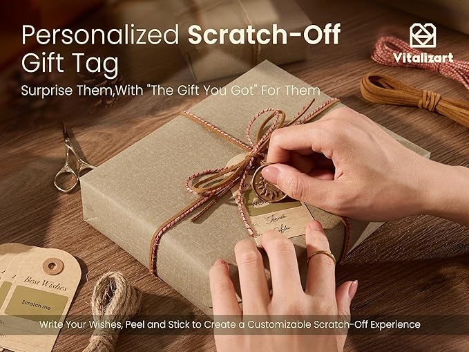 Vitalizart Textured Wrapping Paper Set 17" Roll Twine Ribbons & Tags Extra Thick All-in-One Neutral Tan Kraft Christmas Gift Wrap Birthday Baby Shower Wedding Crafts Vintage Minimalist Housewarming Flower Book