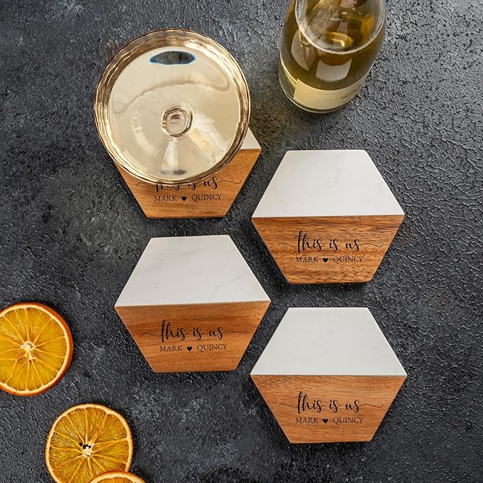 Personalized Charcuterie Board - Custom Engraved Wooden Marble Cheese Boards for Bridal Shower, Wedding, Housewarming, Birthday for Couples & Women