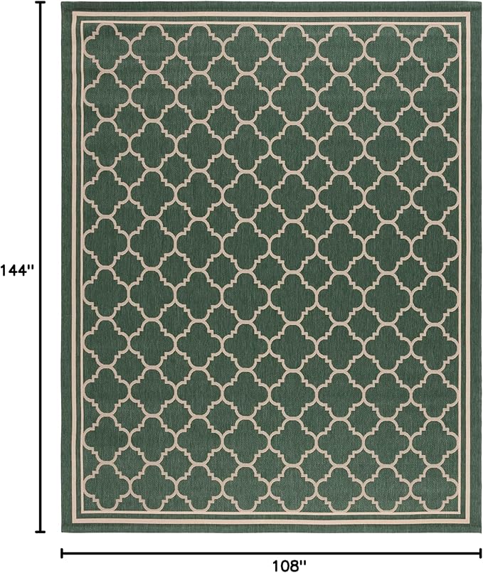 SAFAVIEH Courtyard Collection 9' x 12' Dark Green/Beige CY6918 Trellis Indoor/ Outdoor Waterproof Easy Cleaning Patio Backyard Mudroom Area Rug