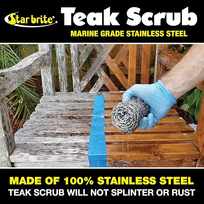 Star brite Marine-Grade Stainless Steel Scrub Scouring Pad Scrubber - Refinish Wood Furniture & Boat Teak (Pack of 12)