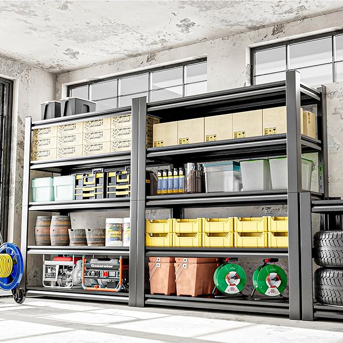 Garage Shelving Unit - 5-Tier Adjustable Metal Storage Shelf - Heavy Duty Industrial Rack for Garage, Basement, and Utility Room - Easy Assembly 16" D x40 W x78 H