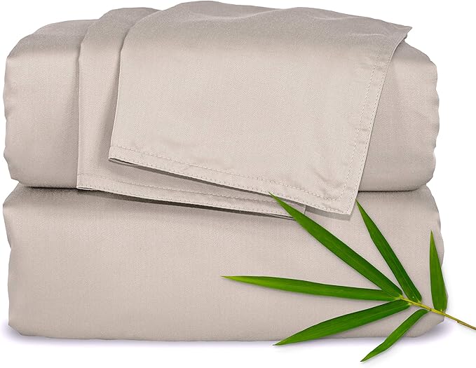 Twin XL Sheets by Pure Bamboo, Genuine 100% Organic Viscose Derived from Bamboo Bed Sheet Set, Luxuriously Soft & Cooling, Double Stitching, Lifetime Quality Promise (Twin XL, Sand)