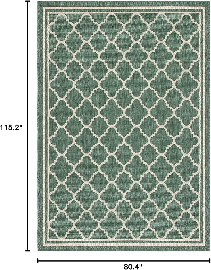 SAFAVIEH Courtyard Collection 6'7" x 9'6" Dark Green/Beige CY6918 Trellis Indoor/ Outside Waterproof Easy cleansingPatio Backyard Mudroom Area Mat
