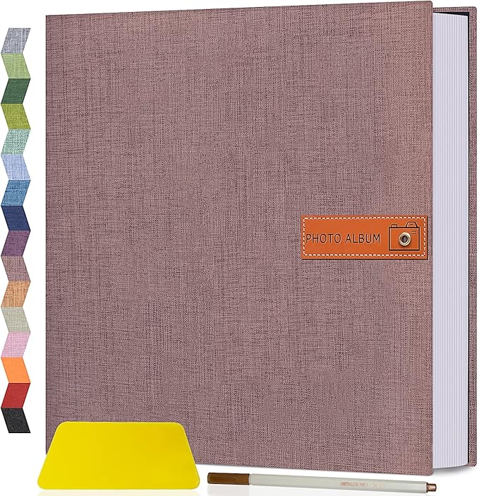 Popotop Large Photo Album Self Adhesive 4x6 5x7 8x10 Scrapbook Album DIY Picture Book,Gifts for Mom,Family Baby and Wedding,with Metal Pen and Plastic Board