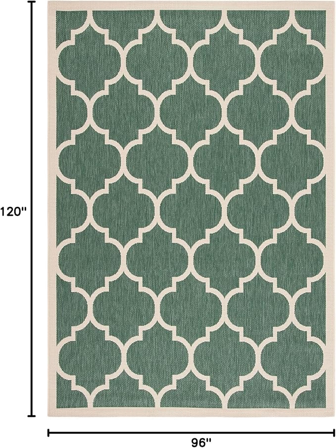 SAFAVIEH Courtyard Collection 8' x 10' Dark Green/Beige CY6914 Trellis Indoor/ Outside Waterproof Easy cleansingPatio Backyard Mudroom Area Mat
