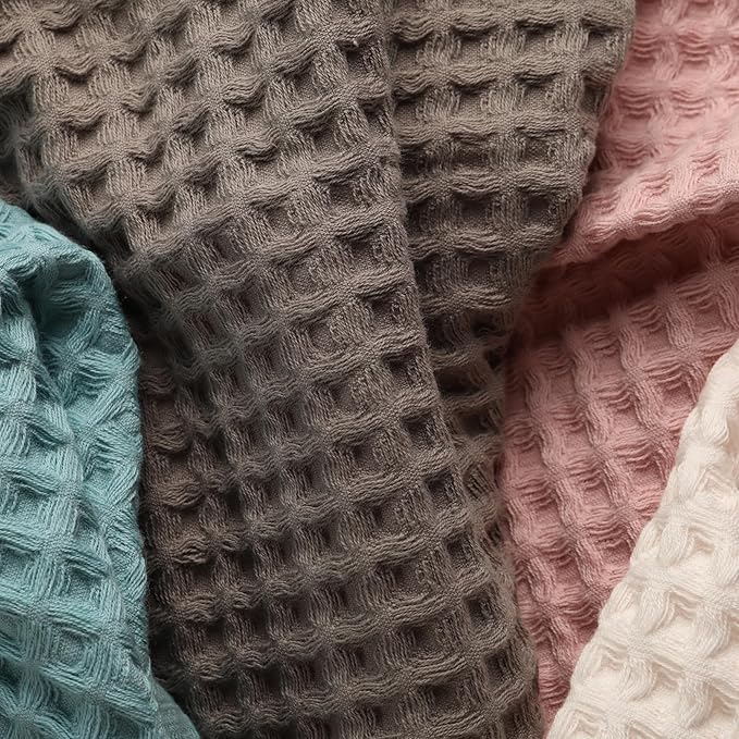 DEMMEX Organic Cotton Waffle Weave Turkish Towel Set for Bathroom, 100% Oeko-TEX Certified Super Soft Turkish Cotton, Lightweight & Quick Dry, 1 Bath & 2 Large Hand Towels, 30x60/20x30 in., Charcoal