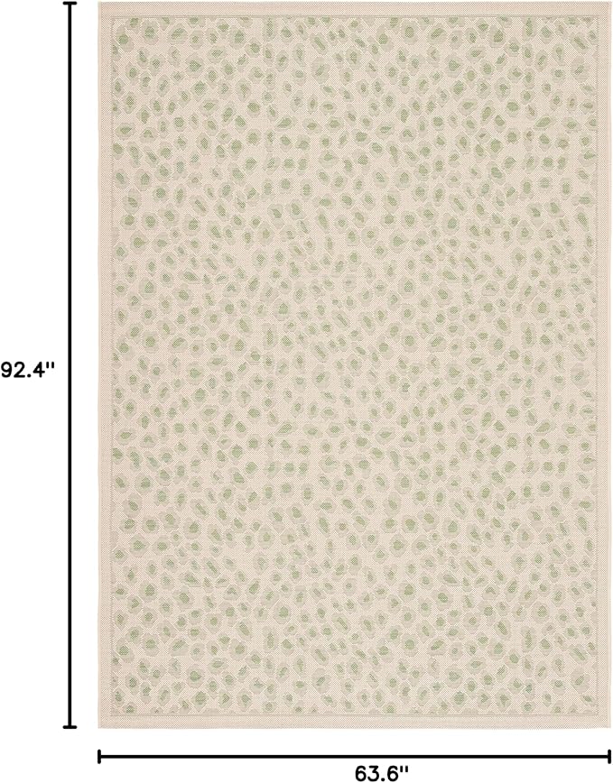 SAFAVIEH Washable Rug Outdoor Courtyard Collection - 5'3" x 7'7", Beige & Green, Non-Shedding & Easy Cleaning, Ideal for Patio, Backyard, Mudroom (CY6104-45312)