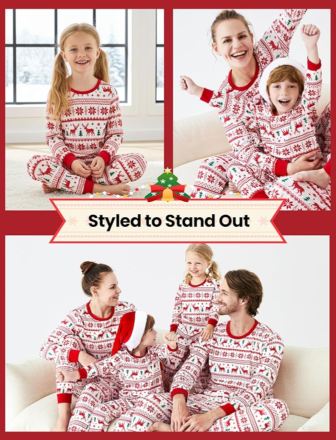 PATPAT Christmas Family Matching Pajama Sets Includes Christmas Socks - Perfect for Family Photos & Holiday Celebrations