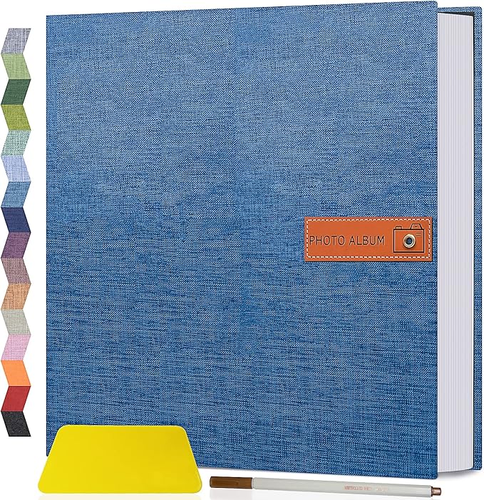 Popotop Large Photo Album Self Adhesive 4x6 5x7 8x10 Scrapbook Album DIY Picture Book,Gifts for Mom,Family Baby and Wedding,with Metal Pen and Plastic Board