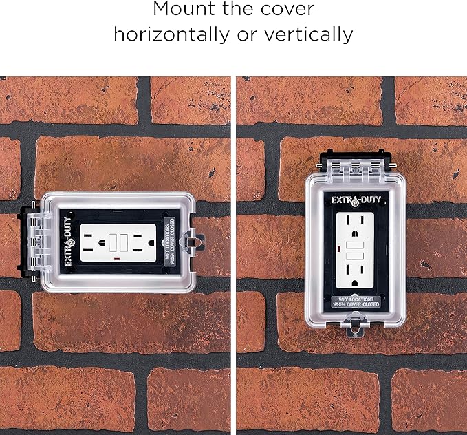 UltraPro Outdoor Outlet Cover, Single Gang Outdoor Outlet Cover Weatherproof Enclosure, Rated for Wet Locations, Outdoor Electrical Box Waterproof Plug Covers, Black, 49204