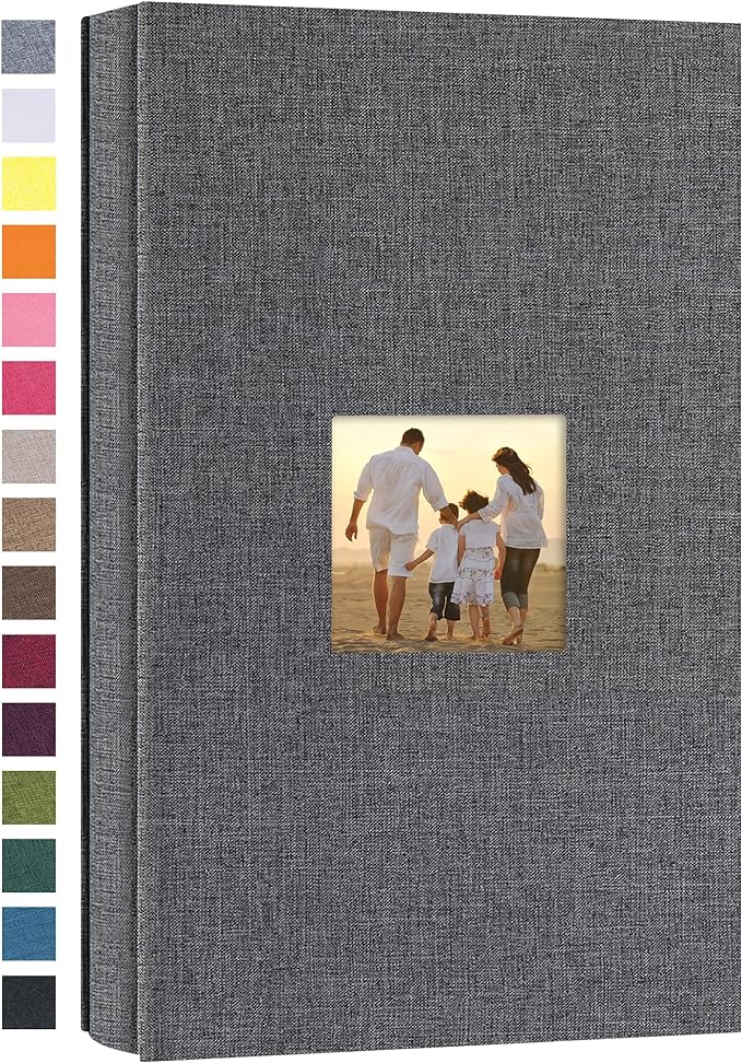 potricher Small Photo Album 4x6 300 Photos Linen Cover Picture Photo Book for Family Wedding Anniversary Baby Vacation (Gray,300 Pockets)