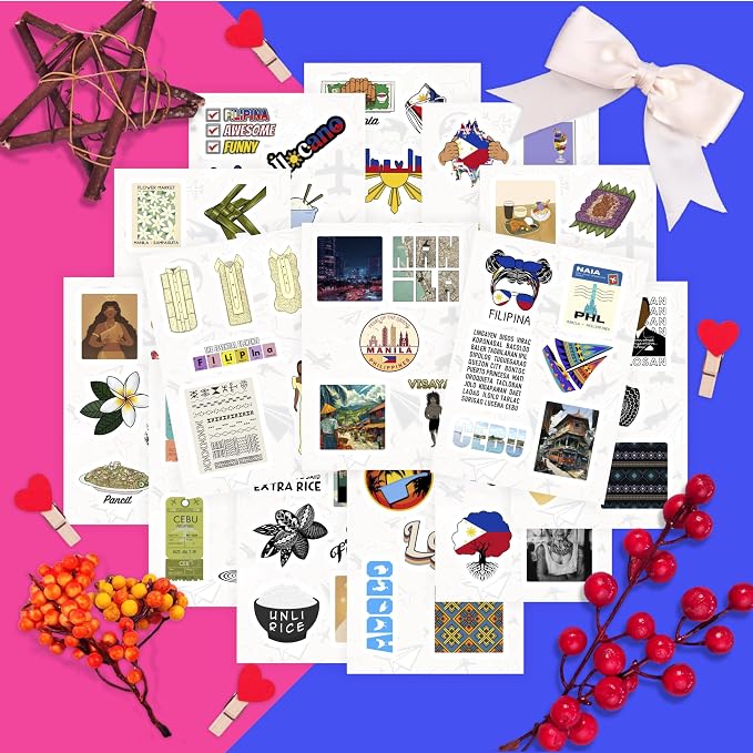 100Pcs Philippines Stickers, Filipino Stickers for Water Bottle and Laptop - Philippines Party Supplies & Decorations, Waterproof Vinyl Decals, Filipino Flag Stickers, Gifts for Women & Men