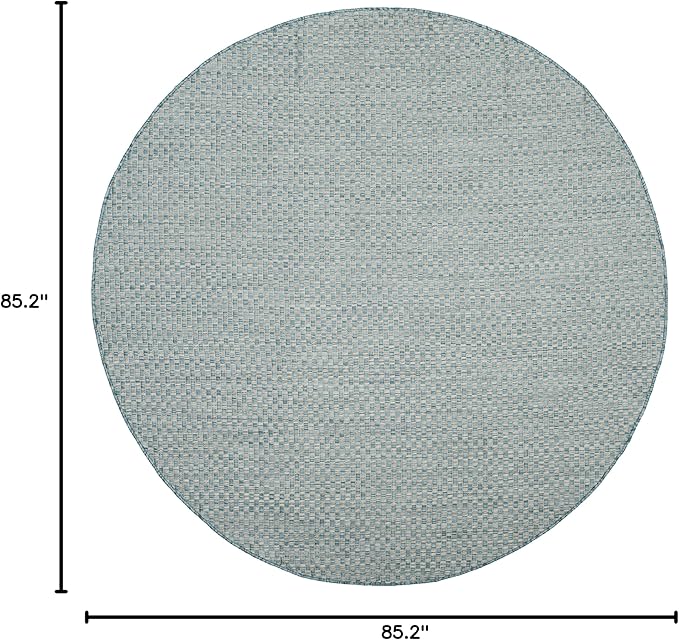 SAFAVIEH Washable Rug Outdoor Courtyard Collection - 7'10" Round, Light Blue & Light Grey, Non-Shedding & Easy Cleaning, Ideal for Patio, Backyard, Mudroom (CY8653-37121)