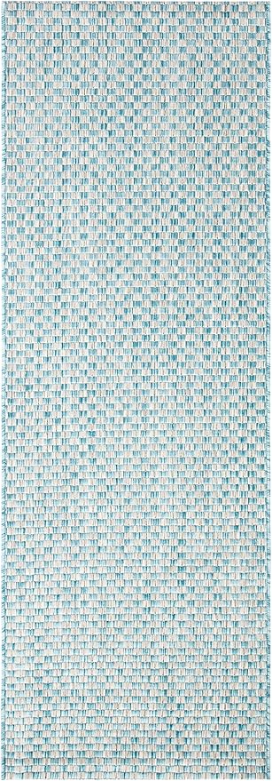 SAFAVIEH Courtyard Collection CY8653 Indoor/ Outside Easy scrubbing Patio Backyard Mudroom Runner-Mat, 2' 3' x 22' Light Blue / Light Grey