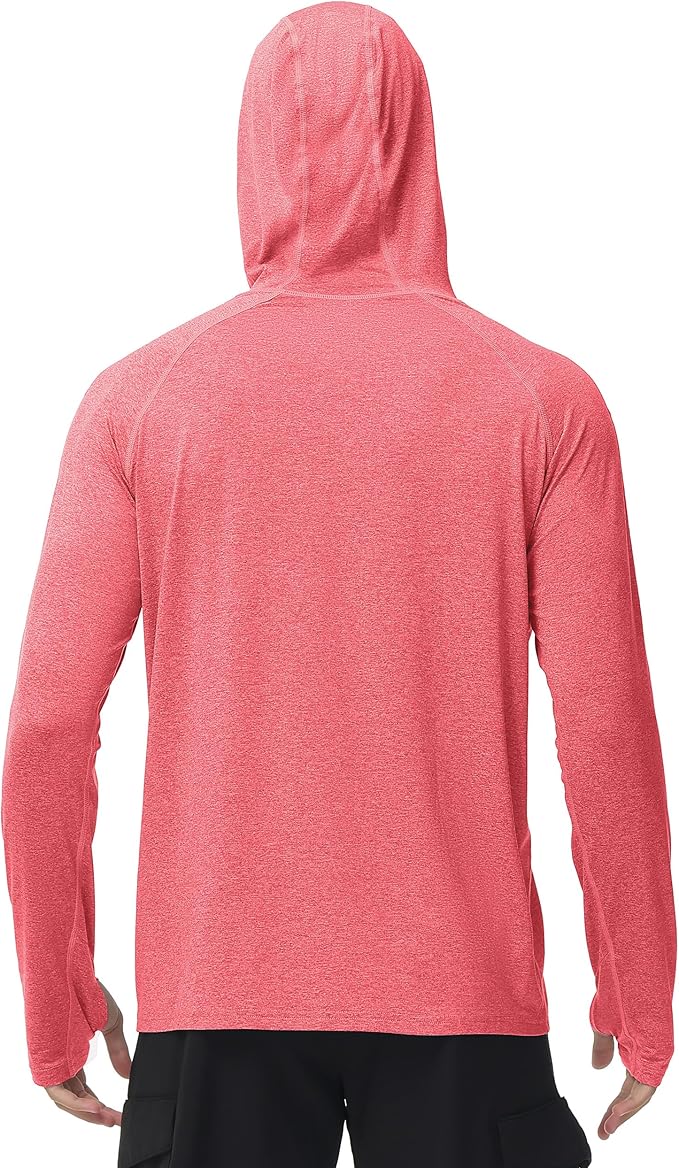 Roadbox Mens UPF 50+ Fishing Shirts, Long Sleeve UV Sun Hoodie, Hiking Running Swim Athletic Workout Shirt