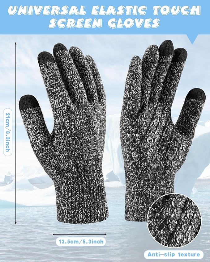 10 Pieces Winter Hat Beanie Scarf Touch Screen Gloves and Sock Set Slouchy Knit Skull Cap Beanies Fleece Lining Neck Warmer
