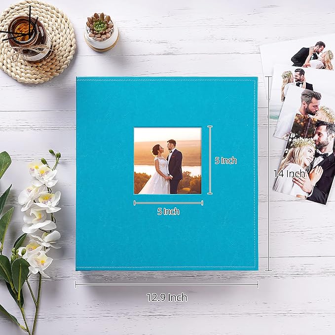 potricher Photo Album 4x6 1000 Photos Leather Cover Large Capacity Picture Albums with 1000 Horizontal and Vertical Pockets for Family Wedding Anniversary and Baby (Blue)