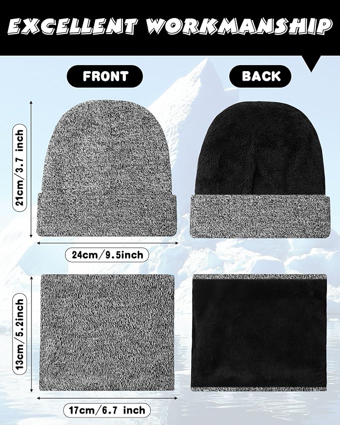 10 Pieces Winter Hat Beanie Scarf Touch Screen Gloves and Sock Set Slouchy Knit Skull Cap Beanies Fleece Lining Neck Warmer