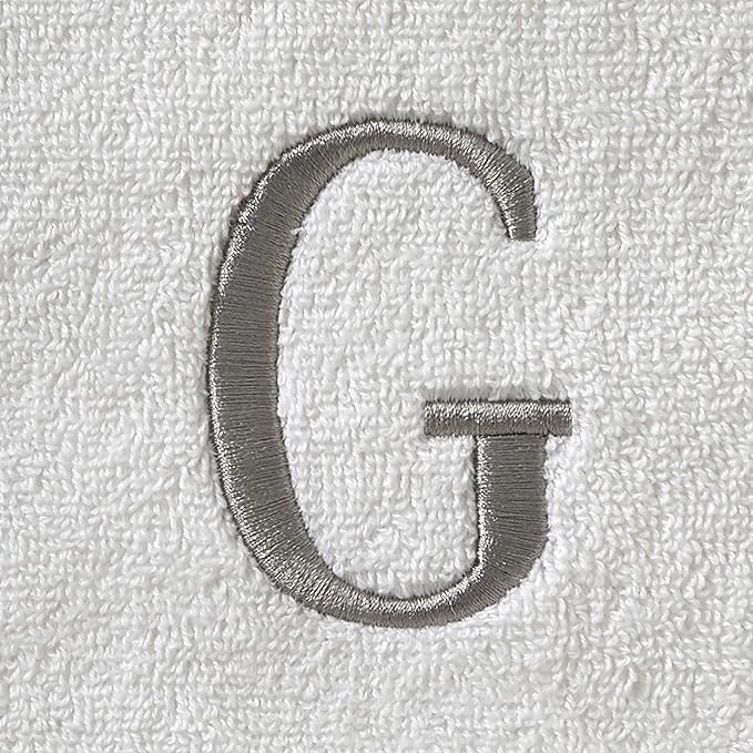 SKL Home Casual Monogram Hand Towel (2-Pack), G, 16x26, White