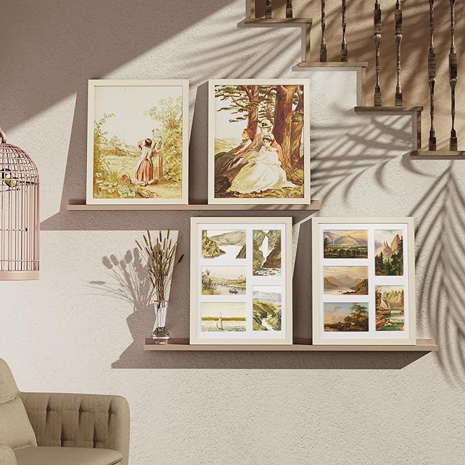 Vittanly 11x14 Collage Picture Frame, Displays 5Pcs 4x6 Pictures with Mat or 1Pcs 11x14 without Mat for Wall Mounting, Picture Frames Collage Wall Decor in Cornsilk, 1 Pack