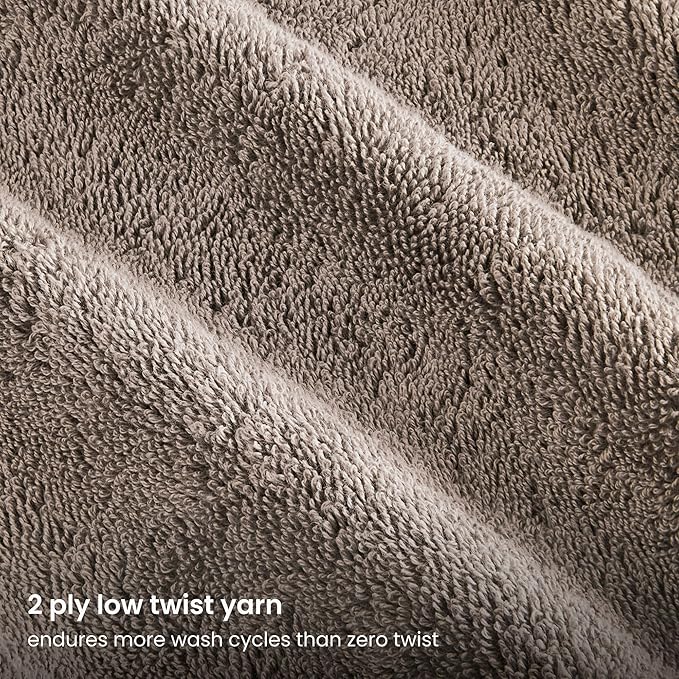 BIOWEAVES 100% Organic Cotton 700 GSM Plush Washcloths 13" x 13" GOTS Certified - Taupe, Pack of 12