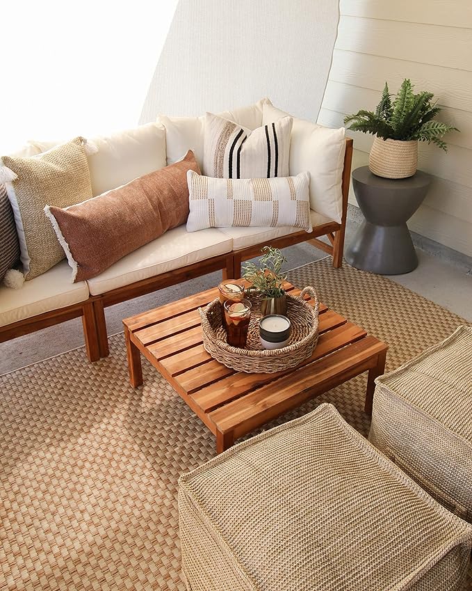 SAFAVIEH Courtyard Collection 2'3" x 16' Natural / Cream CY8653 Indoor-Outdoor Waterproof Easy-Cleaning Patio Backyard Mudroom Runner-Rug