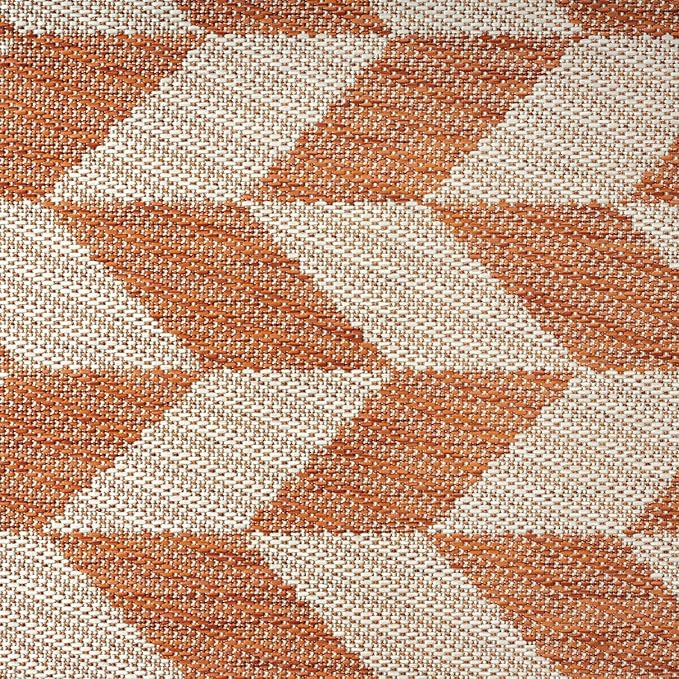 Nicole Miller New York Patio Country Calla Contemporary Herringbone Indoor/Outdoor Area Rug, Orange/Ivory , 6'6"x9'2"