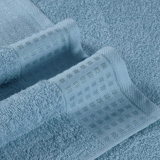 GLAMBURG 100% Cotton 2 Pack Oversized Bath Towel Set 28x55 Inches, Ultra Soft Highly Absorbant Compact Quickdry & Lightweight Large Bath Towels, Ideal for Gym Travel Camp Pool - Sky Blue