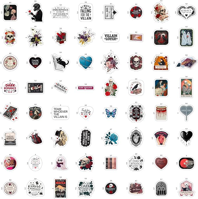 100Pcs Dark Romance Stickers for Water Bottle - Dark Book Stickers, Booktok Decals - Gifts for Book Lovers