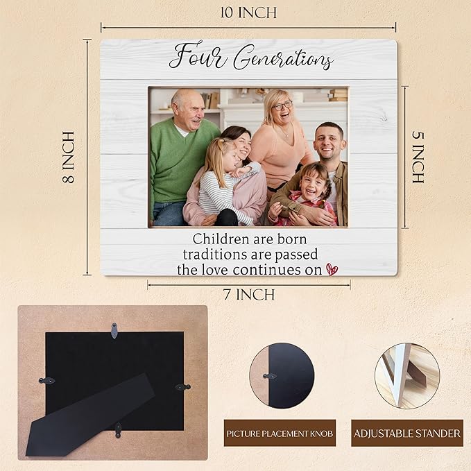 Four Generations Picture Frame 5x7, Family Photo Frame, Grandparents Gift Picture Frames, Grandma Grandpa Gift, Gifts for Grandparent, Gifts for Grandma
