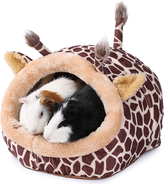 JanYoo Bunny Bed Guinea Pig Hideout Huts Accessories Habitat Tunnel for House (XL,Giraffe)