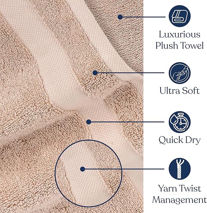 Delara Organic Cotton Luxuriously Plush Hand Towel Pack of 2 | GOTS & OEKO-TEX Certified | Premium Hotel Quality Towels | Feather Touch Technology|650 GSM Long Staple|Soft, Quick Dry & Ultra-Absorbent