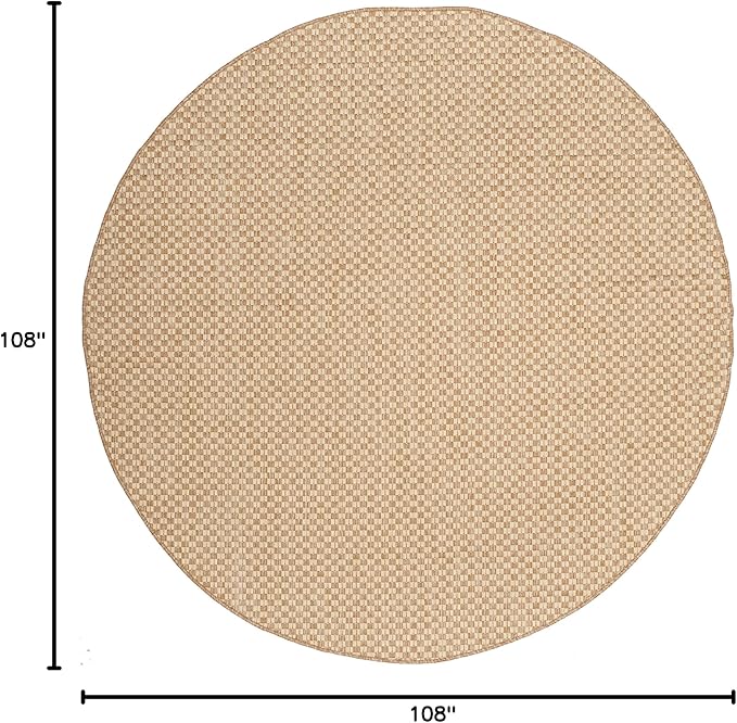 SAFAVIEH Courtyard Collection 9' Round Natural/Cream CY8653 Indoor/ Outdoor Non-Shedding Easy Cleaning Patio Backyard Porch Deck Mudroom Area Rug