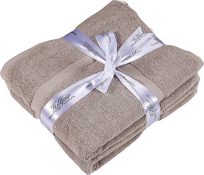 HILLFAIR 900 GSM Cotton Rug Bath Mats Pack of 2 (21x34 Inches), Absorbent Machine Washable Bath Mat for Hotel Spa Tub & Shower, Non Slip Floor Mat, Bathroom Decor Accessories: Stone