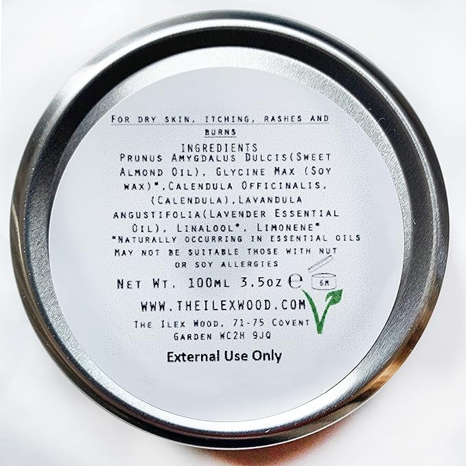 The Ilex Wood - Vegan Calendula Salve - All natural handcrafted vegan balm, soothes rashes, itching, dry skin, eczema - 3.38 fl oz (100ml)