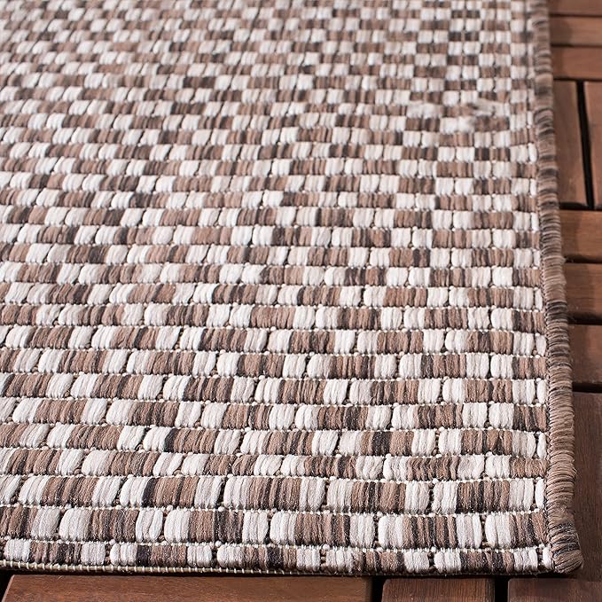 SAFAVIEH Washable Rug Outdoor Courtyard Collection - 2'3" x 5', Light Brown & Light Grey, Non-Shedding & Easy Cleaning, Ideal for Patio, Front Door, Entryway, Mudroom, Doormat (CY8653-36321)