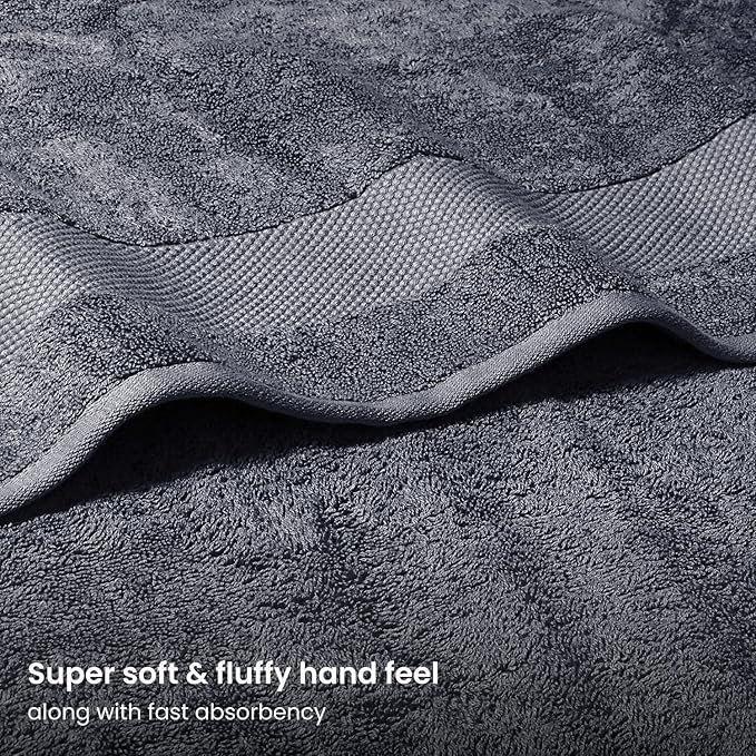 BIOWEAVES 100% Organic Cotton Bath Sheet Set of 2 | Soft Oversized Bath Towels | 700 GSM Premium Bath Towel Sheet Set GOTS Certified - Charcoal