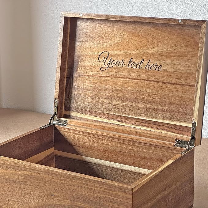 Personalized Christmas Gifts for Dad - Custom Engraved Wooden Box with Kids Names, Unique Father's Day Gift Idea, Grandpa Papa Gift Xmas, Acacia Wood Keepsake Box 11x8x4.75 in