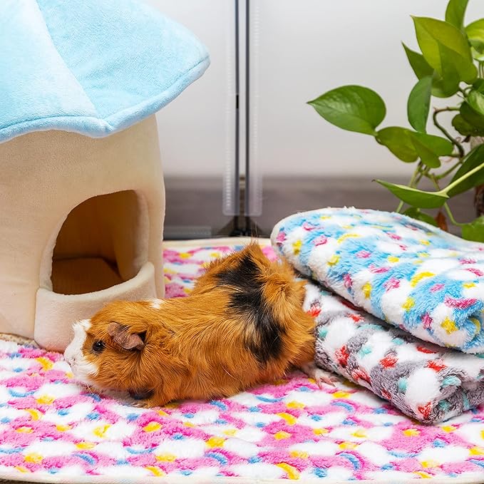 CUSOZWO Guinea Pig Bedding Mat, 3 Pack Waterproof Small Pet Cage Liners | Washable Soft Fleece Small Animal Blankets Accessories for Rat, Rabbit, Chinchilla, Ferret (19.2*24in)