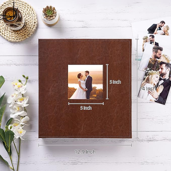 potricher Photo Album 4x6 1000 Photos Leather Cover Large Capacity Picture Albums with 1000 Horizontal and Vertical Pockets for Family Wedding Anniversary and Baby (Brown)