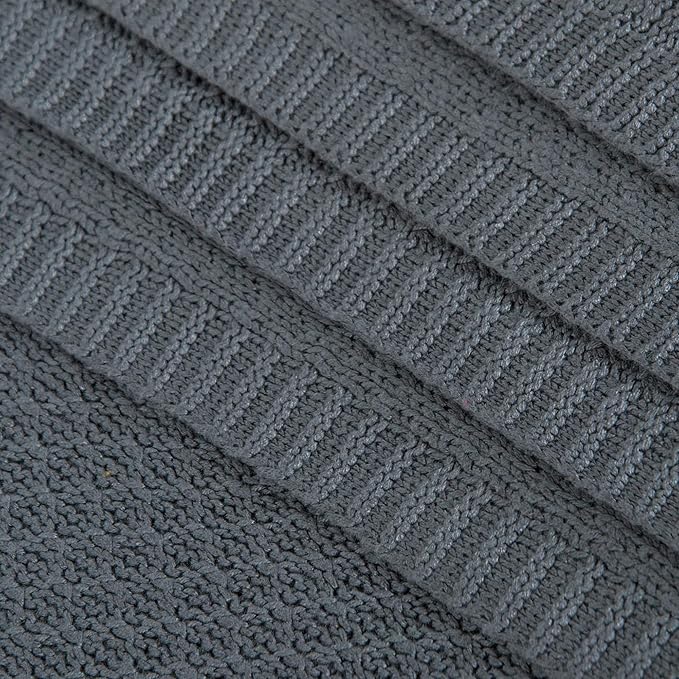 NTBAY Cable Knit Cooling Throw Blanket, Soft and Breathable Throw Blanket 51x67 Inches Made from Rayon Derived from Bamboo for Couch, Sofa, Nap, Dark Grey