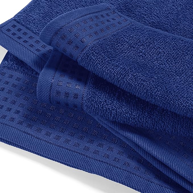 GLAMBURG 100% Cotton Oversized 2 Pack Bath Sheets 35x70, Ultra Soft Highly Absorbant Compact Quickdry & Lightweight Large Bath Sheet Set, Ideal for Gym Travel Camp Pool - Navy Blue